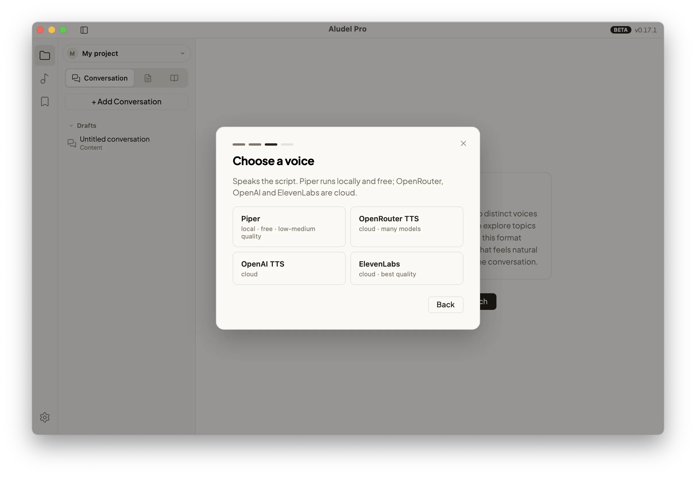 ElevenLabs voice selection in Aludel